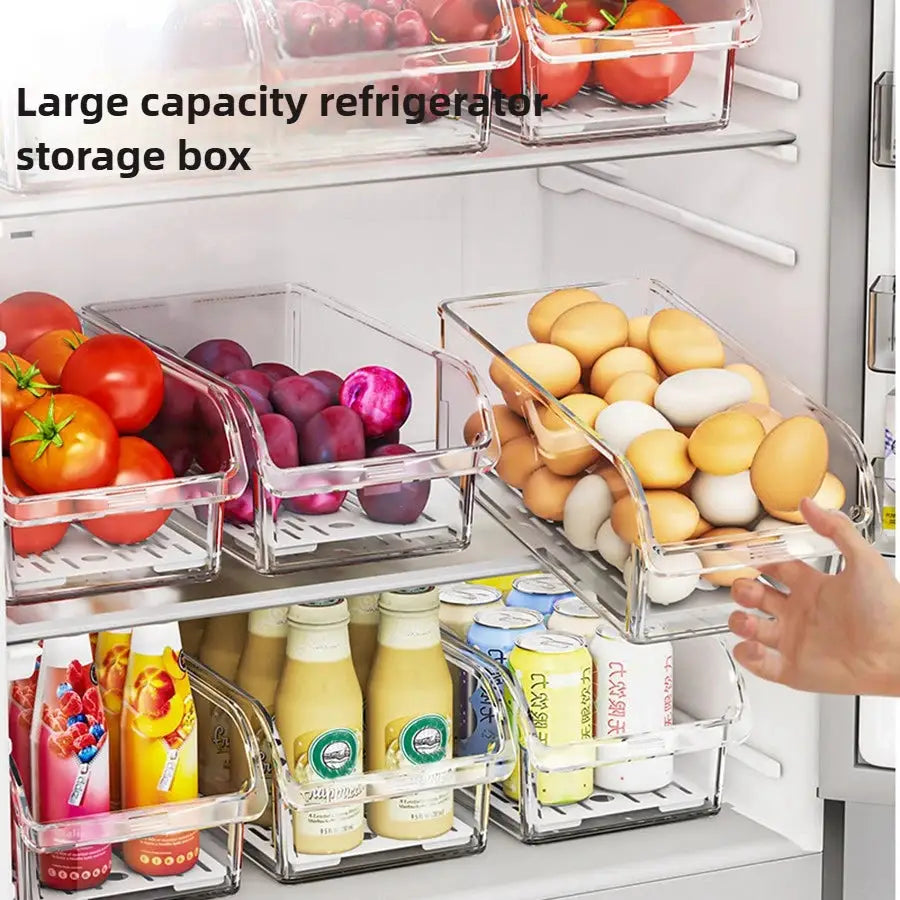 Clear Fridge Organizer Bins For Fruit Vegetables And Drinks, Transparent Refrigerator Storage Containers