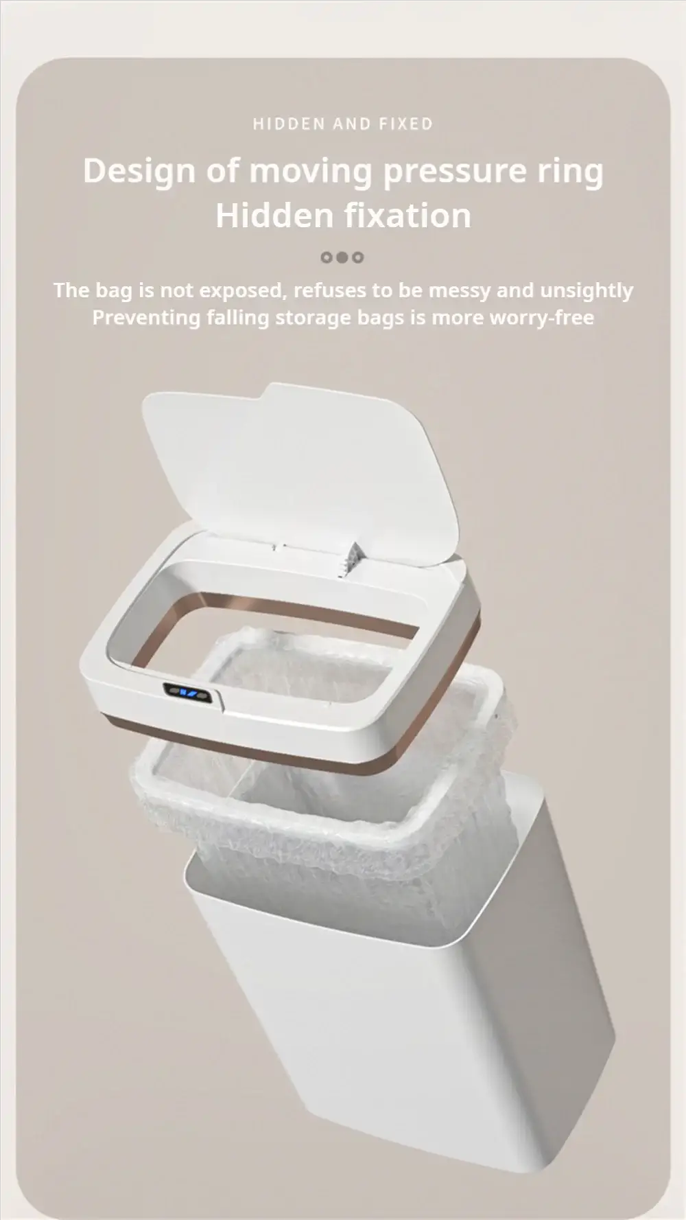 Simples Market white smart bathroom trash can with touchless sensor, 15L capacity