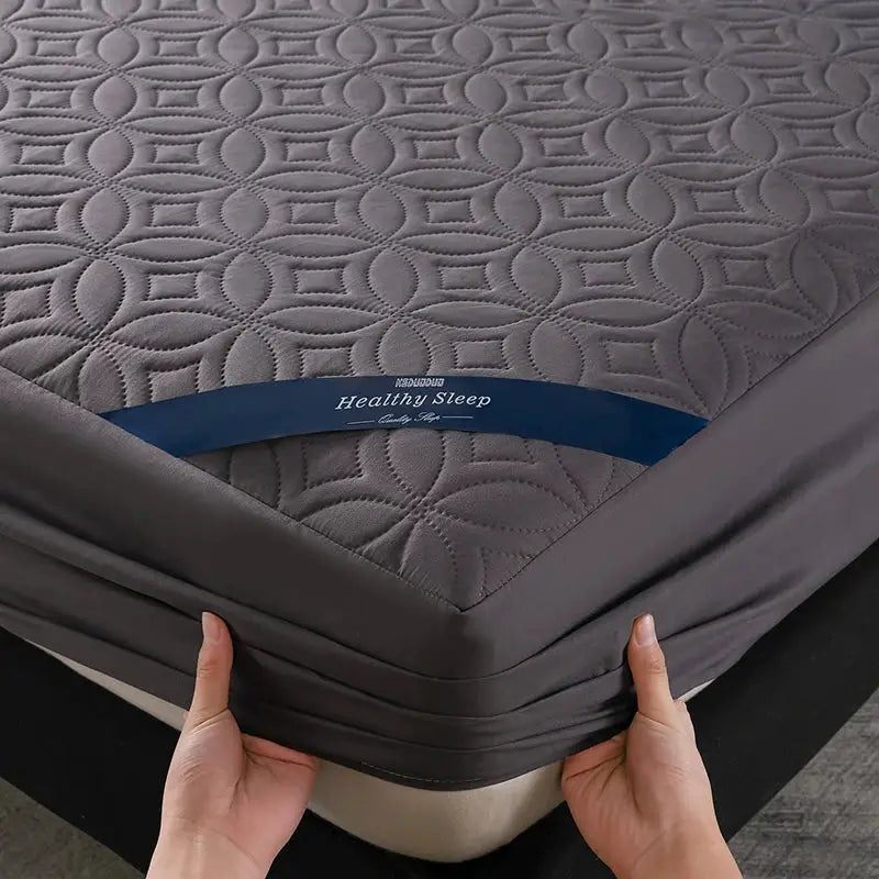 Simples Market grey quilted waterproof antibacterial mattress protector with 30cm deep pocket