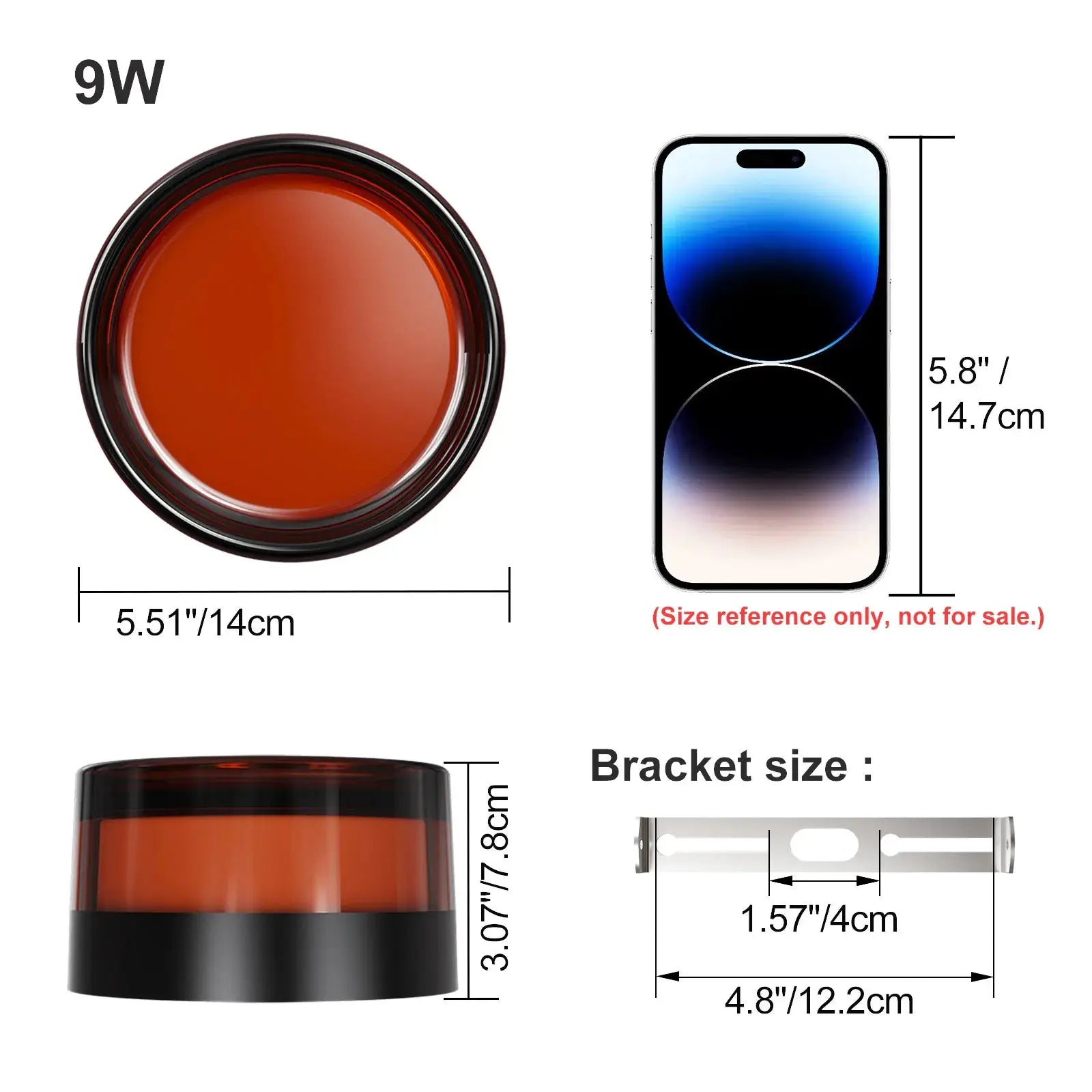 LVL Modern 9W LED wall lamp; smokey grey, round amber lens, IP65 indoor/outdoor wall sconce