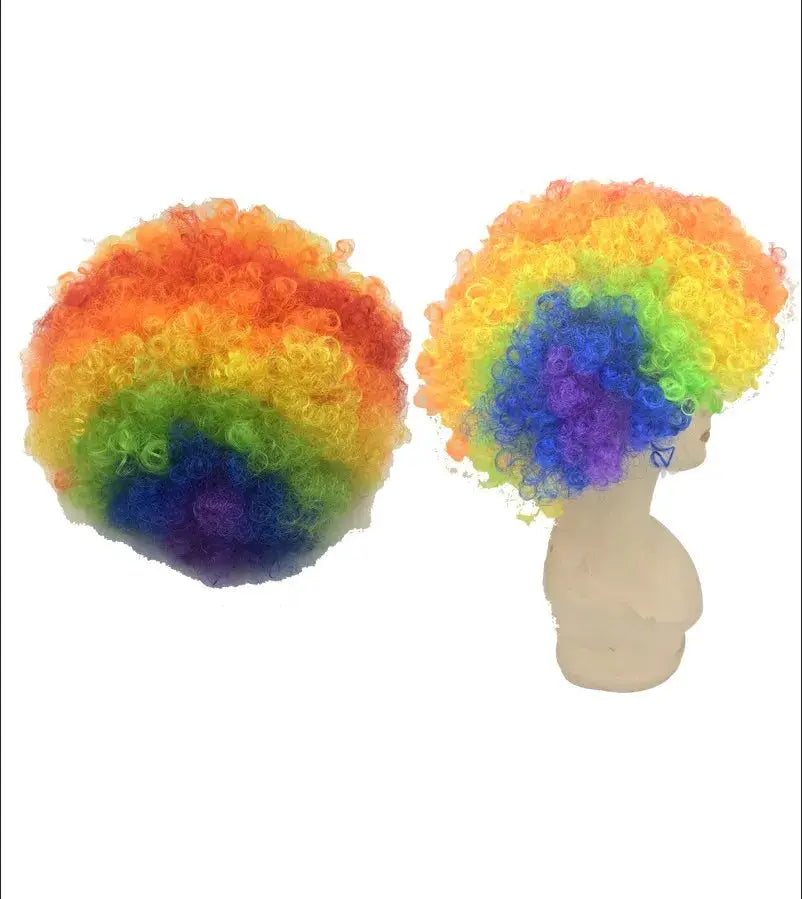 Simples Market rainbow clown wig, colorful curly headwear for parties, 2 pcs