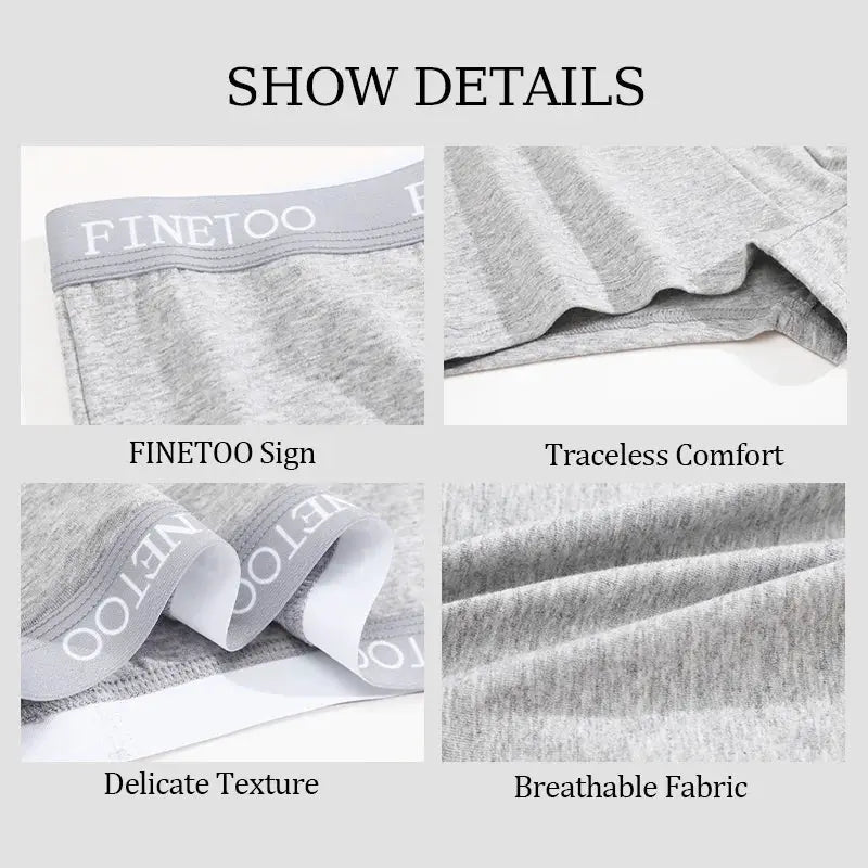 Finetoo 3-pack gray cotton seamless women's panties briefs set, breathable soft fabric