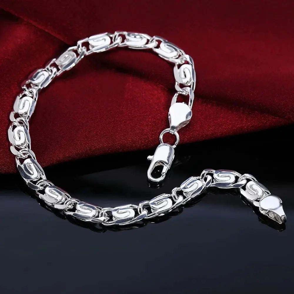 925 Sterling Silver Fine Chain Bracelet For Women And Men With Charms Wedding Gift Fashion Jewelry