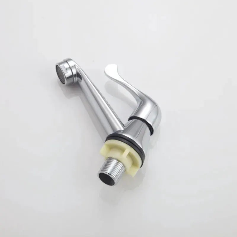Chrome bathroom basin faucet, single cold water, lever handle, threaded outlet.