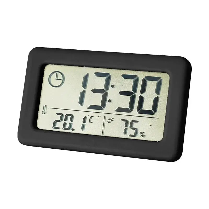 Mini Digital Clock With Temperature And Humidity Display Battery Powered Thermometer Hygrometer 12 24H