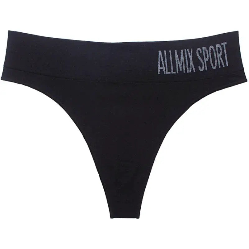 Women's black thong with wide elastic waistband printed ALLMIX SPORT by Simples Market