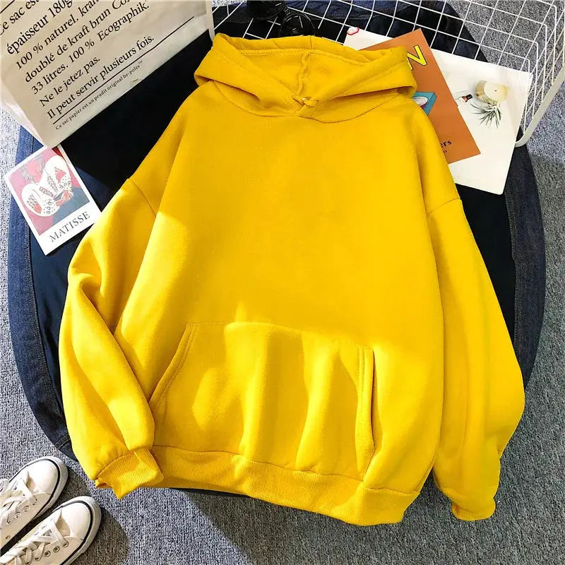 UrbanEase Casual Womens Solid Hoodie Loose Fit Hooded Sweatshirt With Pockets For Warm Autumn Style