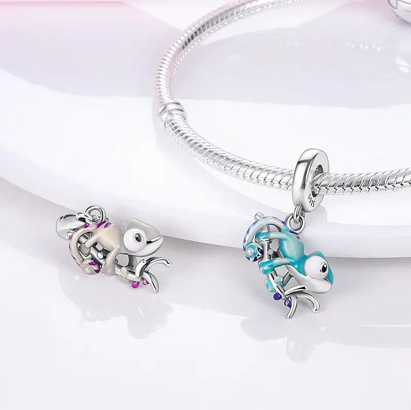 S925 Silver Plated Devil's Eye Guardian Palm Safety Chain Charm Pendant For Bracelets DIY Gift