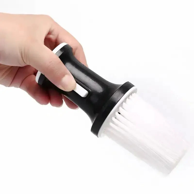 Hair cutting neck duster brush by Simples Market, black handle with white bristles