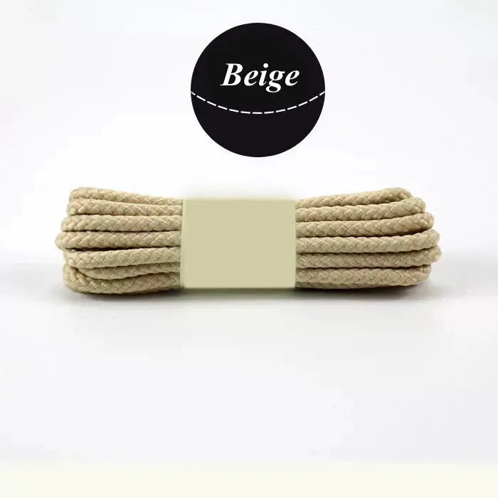 Beige round shoelaces, 1 pair, strong outdoor laces for sneakers and hiking boots.
