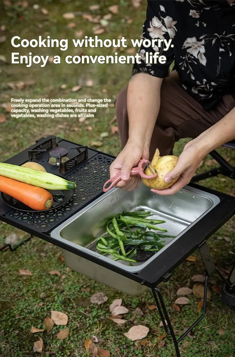 CAMPINGMOON IGT One Unit Sink, 304 stainless steel outdoor dishwashing basin for camping