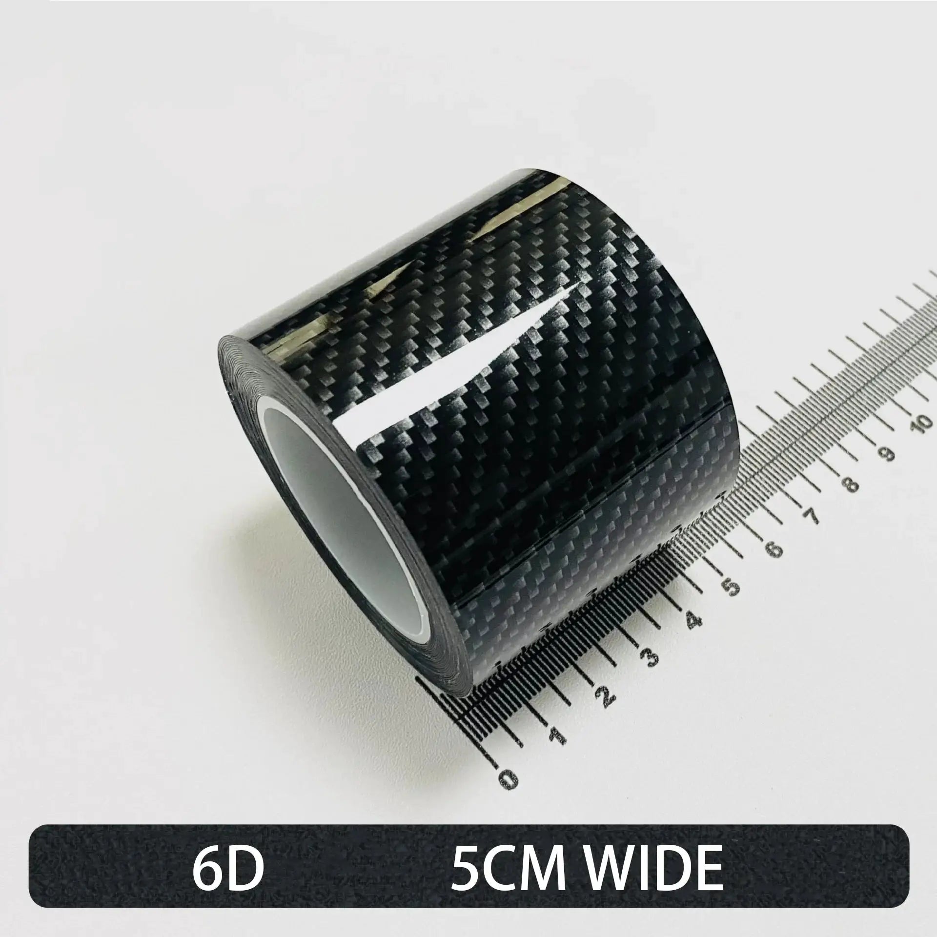 Carbon fiber car vinyl tape roll, matte black, self-adhesive 5 cm wide for automotive wraps