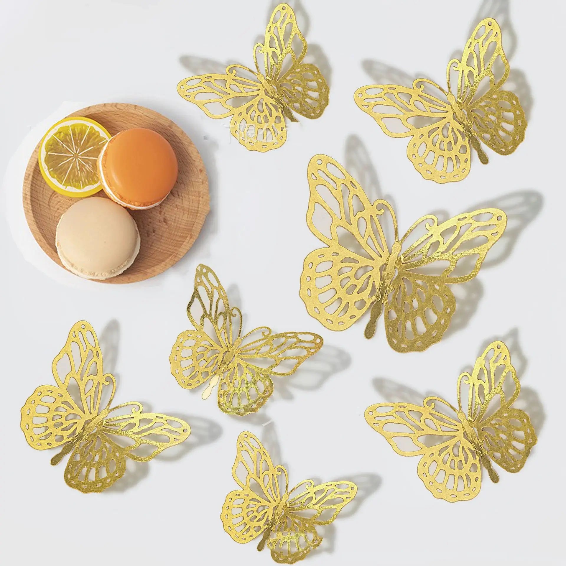 48 Pieces 3D Butterfly Wall Decor Set In Gold Finish With 4 Styles And 3 Sizes For Birthday Party Cake Room Decor
