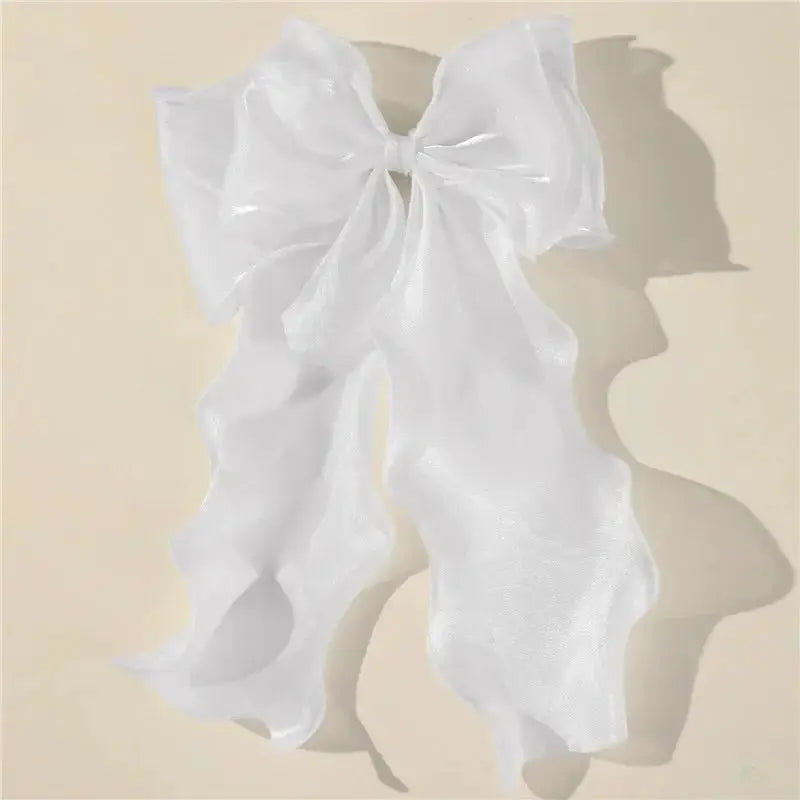 Elegant Blue Satin Chiffon Bow Hair Clip Barrette For Women And Girls With Shiny Bow Knot Accessory