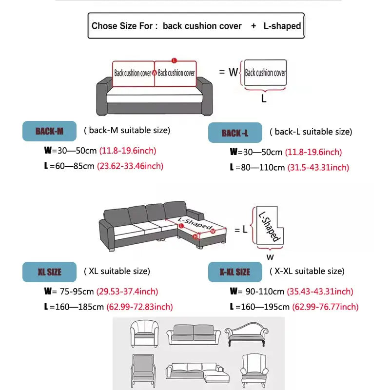 Sofa cover set by Simples Market; thick plush, elastic back cushion covers, L-shaped, multiple sizes