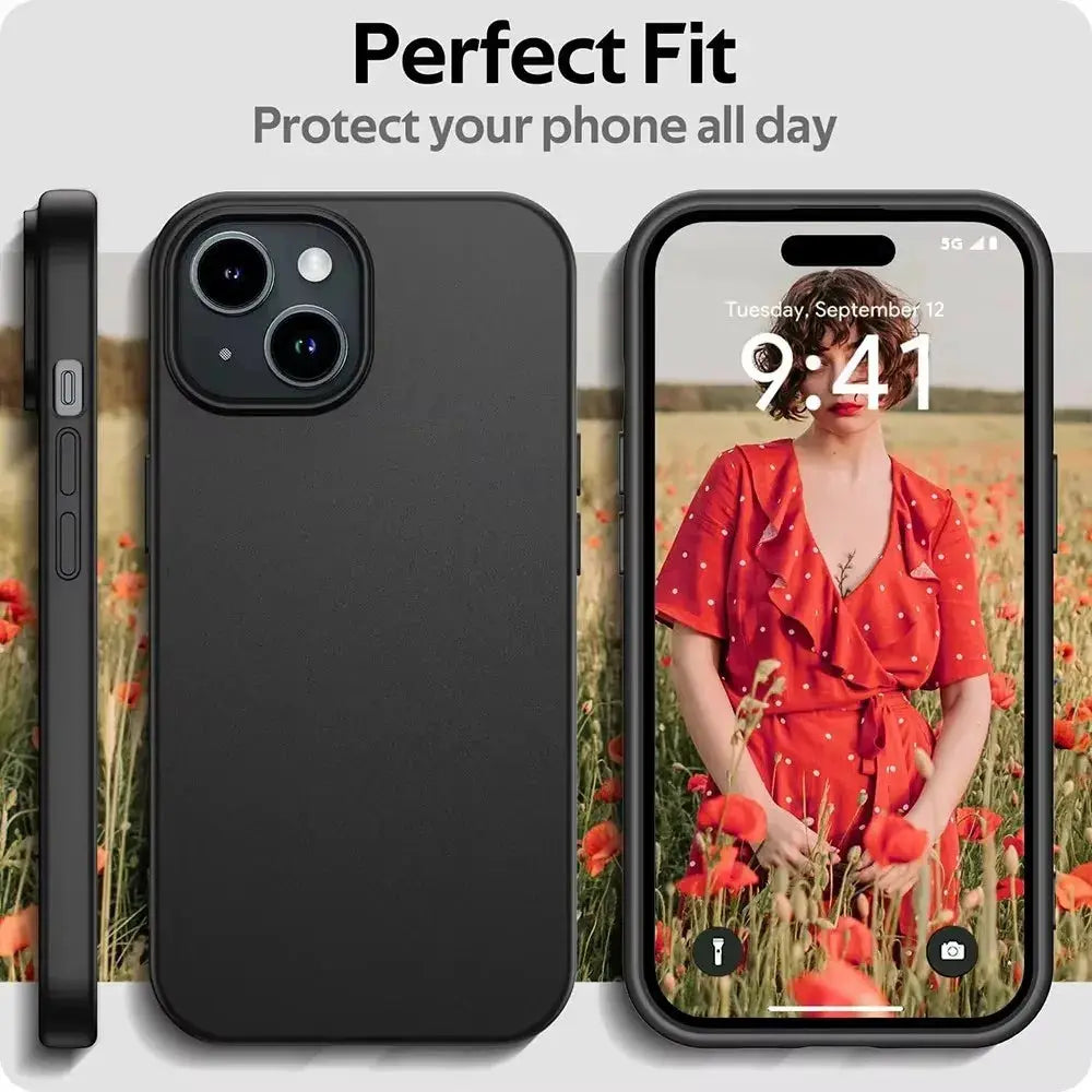 LuxGuard Luxury Matte Silicone iPhone Case Full Coverage for iPhone 7 to 16 Plus Mini Black