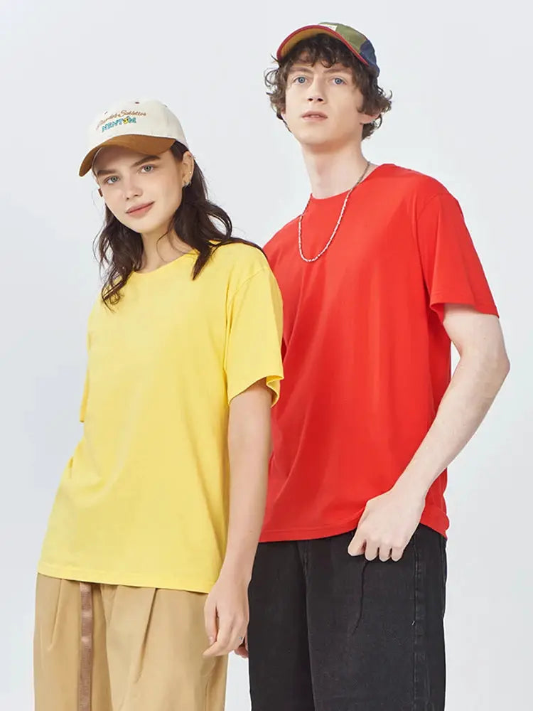 One Hundred Percent Cotton Solid T Shirts For Men And Women Short Sleeve Casual Wear Soft Tees