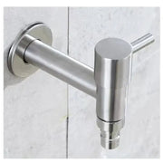 Garden faucet, brushed stainless steel, wall-mounted outdoor bibcock with hose outlet