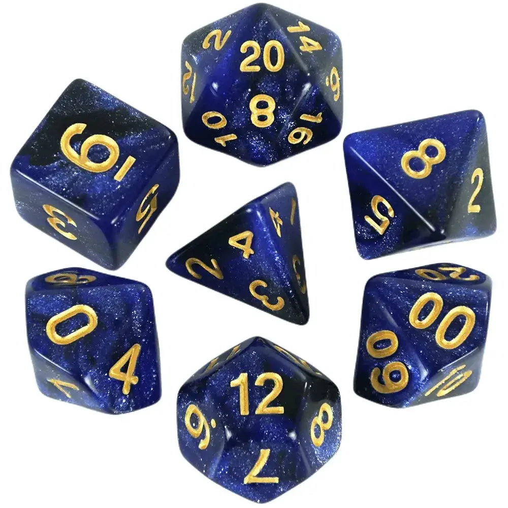 Galaxy Theme Polyhedral Dice Set For DnD With Cosmic Colorful Universe Effect Ideal For Adventurers
