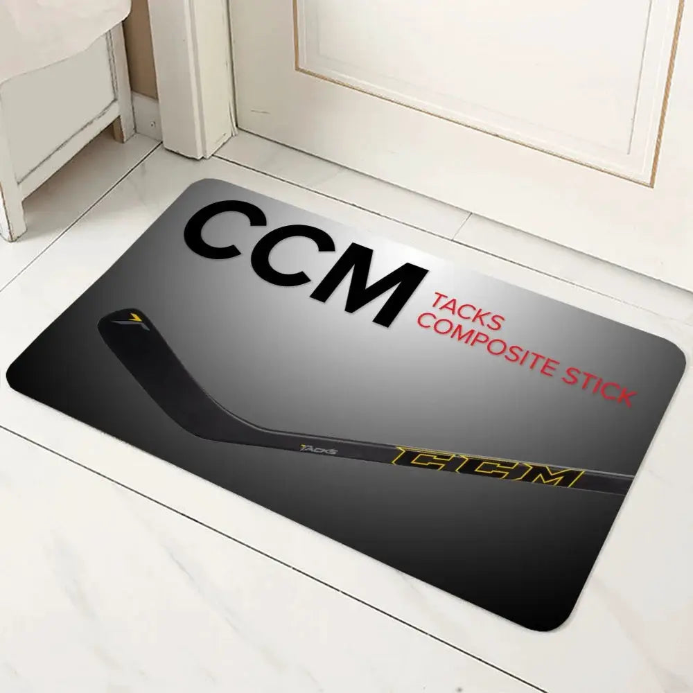 CCM Retro Ice Hockey Logo Non Slip Microfiber Doormat All Season Durable Washable Floor Mat For Entrance Bath Kitchen