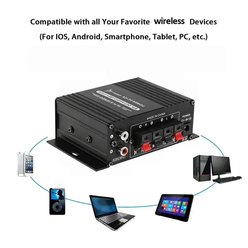 AK170 Mini Digital Power Amplifier 200W Per Channel Stereo Car Home Theater Blue LED Light For Club Party Music