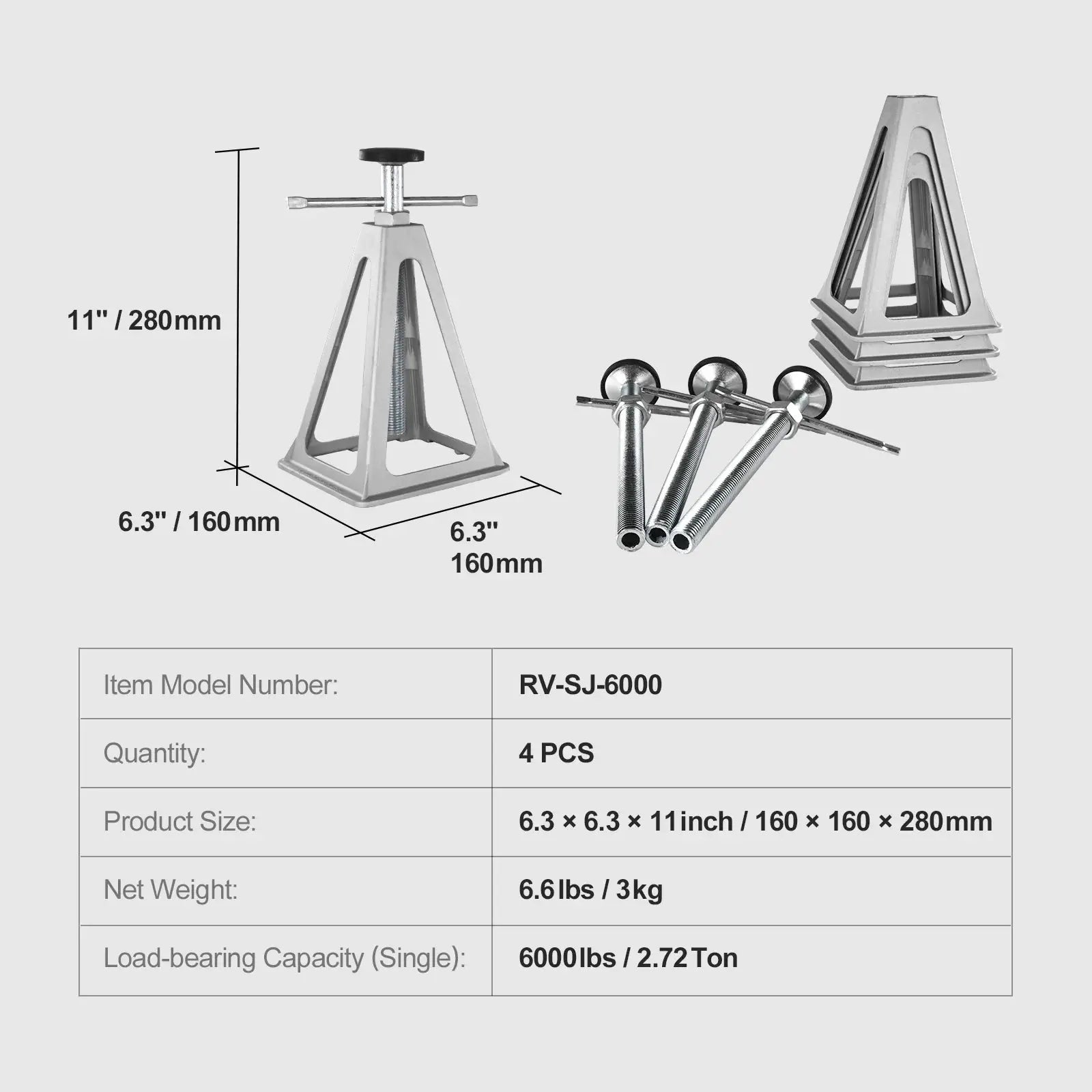 SucceBuy RV Stabilizer Jacks 4 Pack Aluminum Leveling Jacks Up To 6000 Lbs Per Jack for Travel Trailer Camper