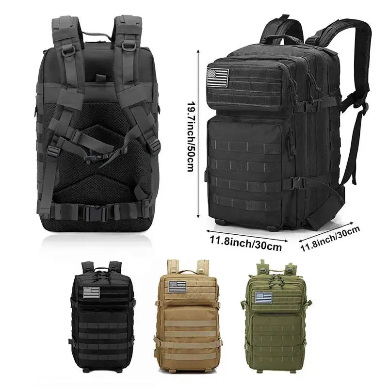 Tactix 50L Tactical Backpack Waterproof Outdoor Travel Large Capacity Rucksack For Men