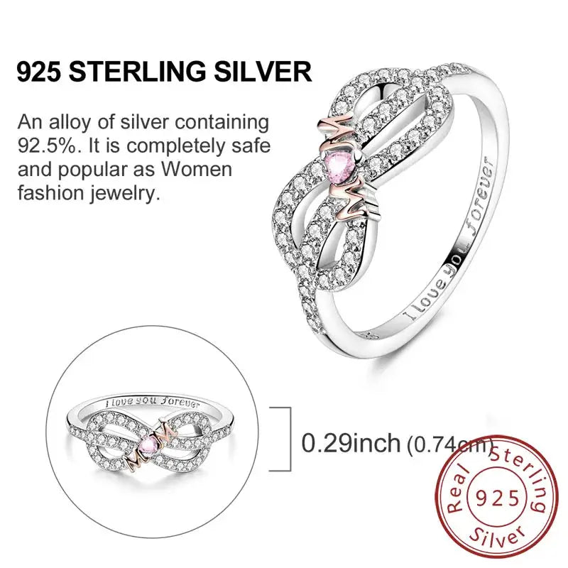 925 Sterling Silver Rings Bow Heart Star Sun Moon Zircon For Women Jewelry Birthday Anniversary Gifts