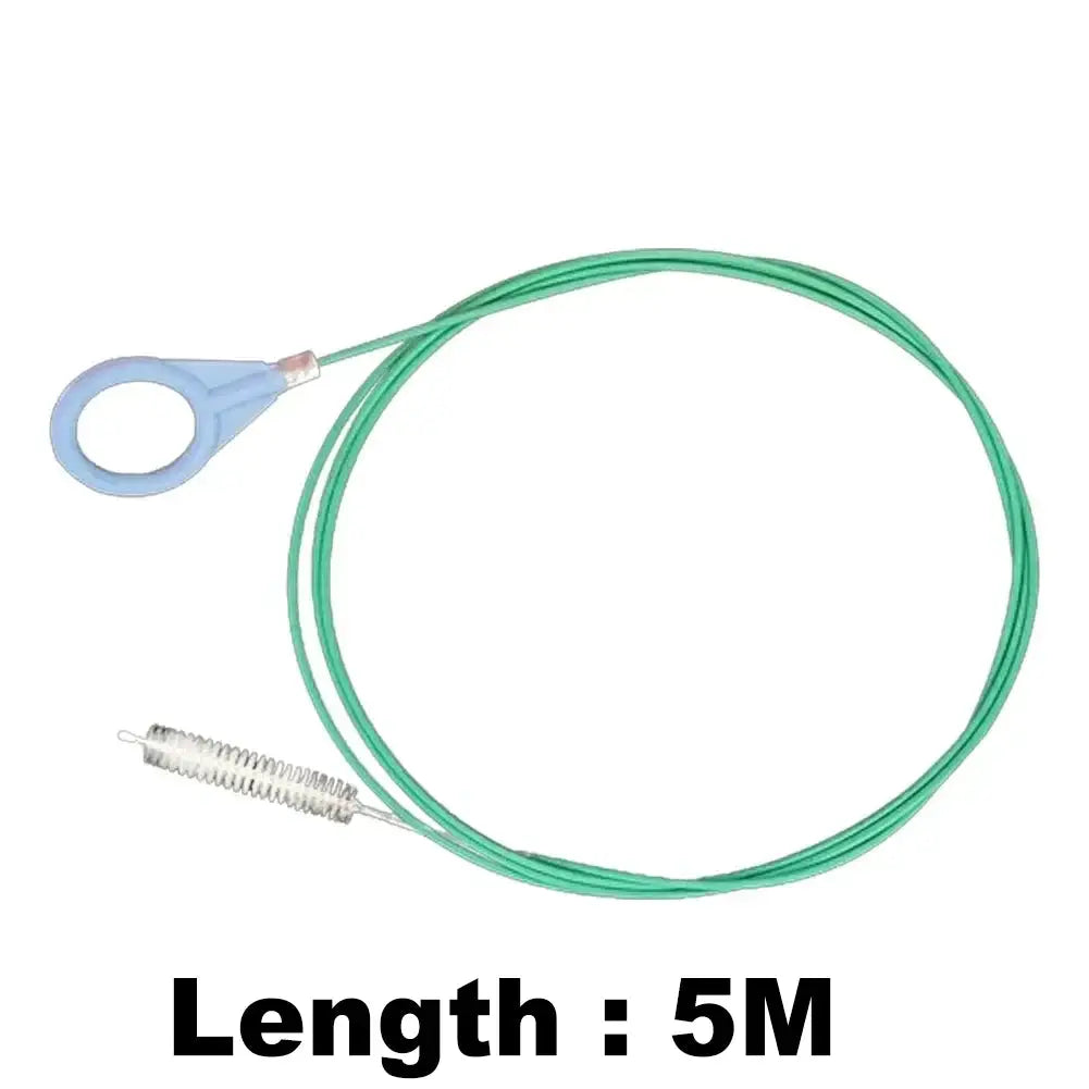 Car drain dredge cleaning brush, green flexible cable with blue ring handle, 5m universal drain pipe cleaner
