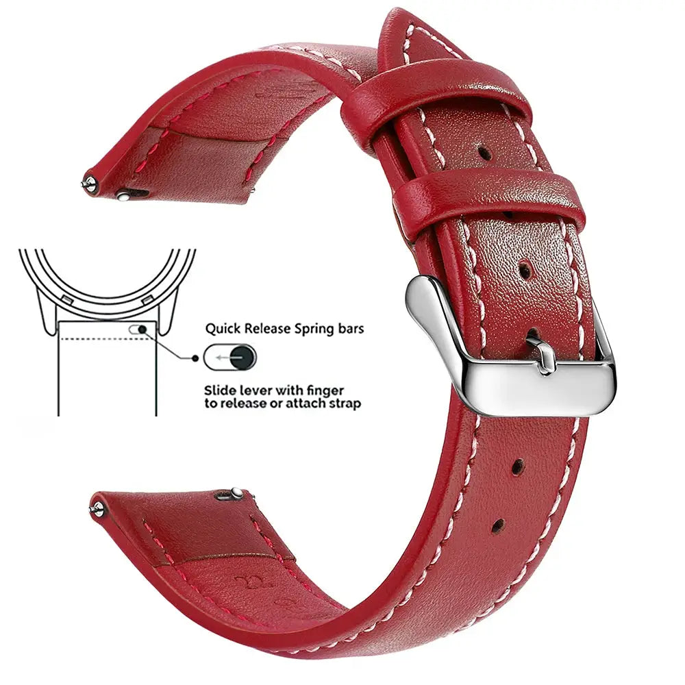 Timely Top Grain Genuine Leather Watch Band Quick Release For Easy Swaps Fits 12 To 24 Mm
