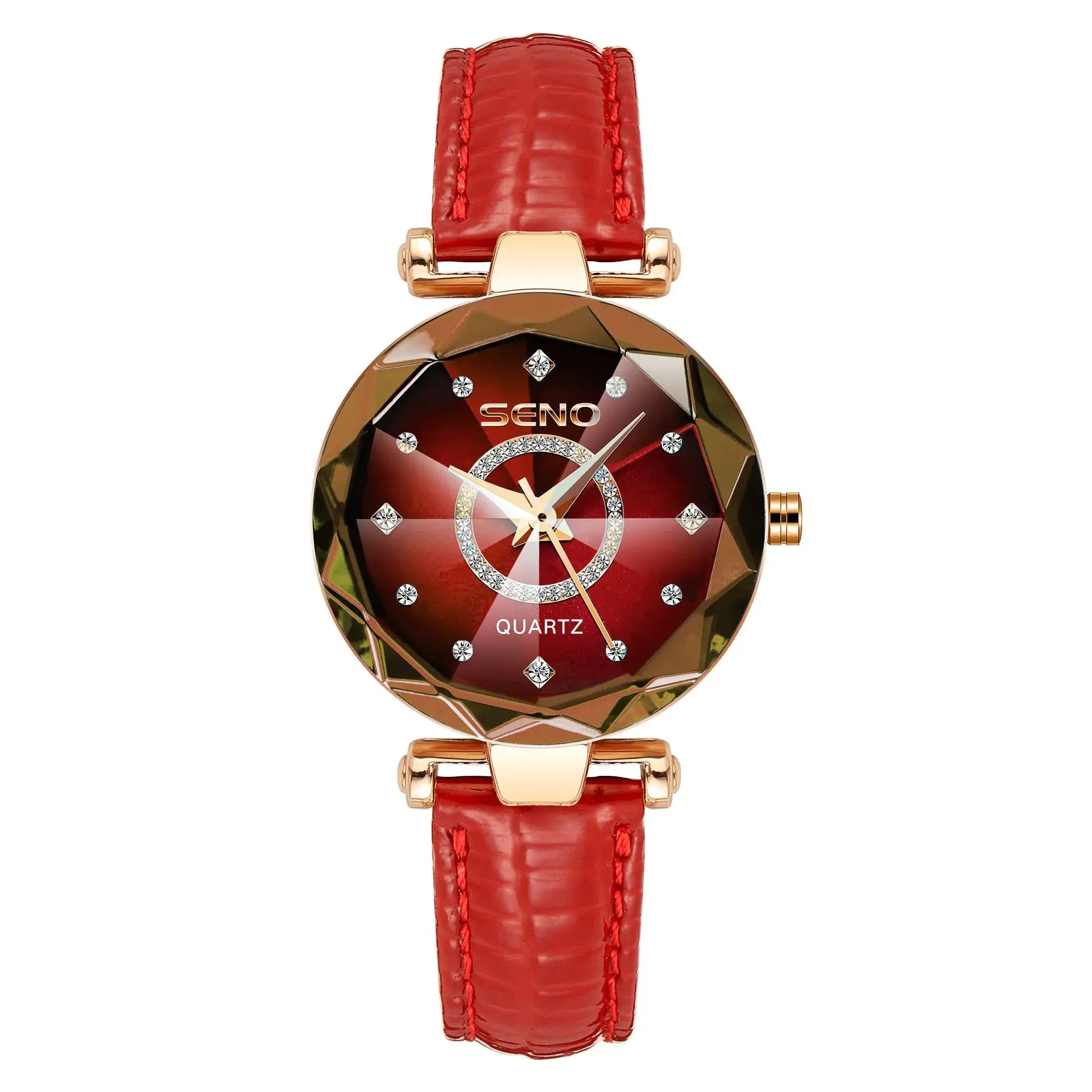 SENO Ocean Star Women Crystal Watch Rose Gold Bracelet Luxury Timepiece With Hardlex Window 2025
