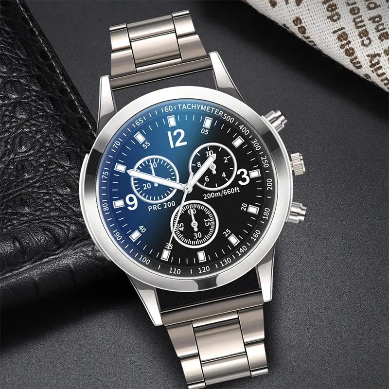 NovaTime Men Business Watch Stainless Steel Band Quartz Timepiece With Matching Bracelet