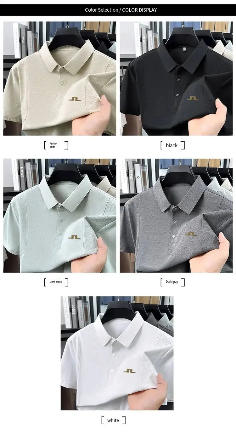 Simples Market men's short-sleeve polo shirts, five-color set with small chest logo.