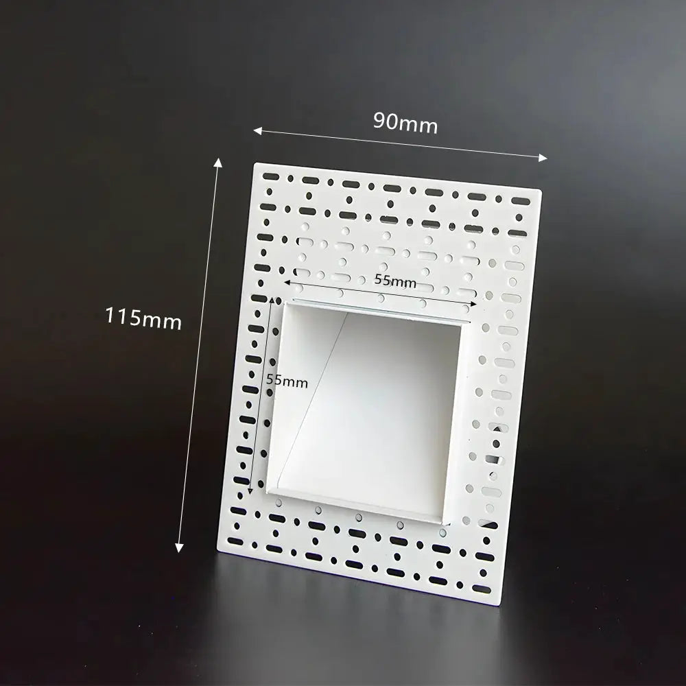 SANDIY sensor wall sconce backplate, white perforated metal frame with recessed square light, Simples Market