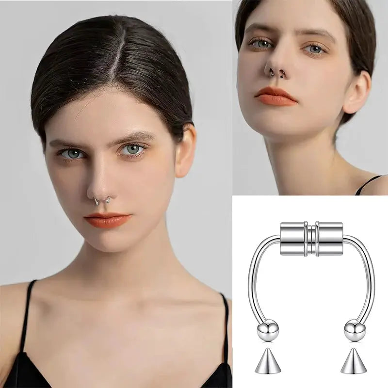 Magnetic Nose Ring Hoop Septum Non Piercing Clip Unisex Stainless Steel Punk Fashion Body Jewelry