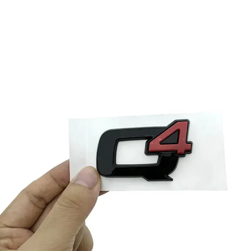 Q4 badge sticker, glossy black emblem with red 4 for Alfa Romeo rear trunk badge