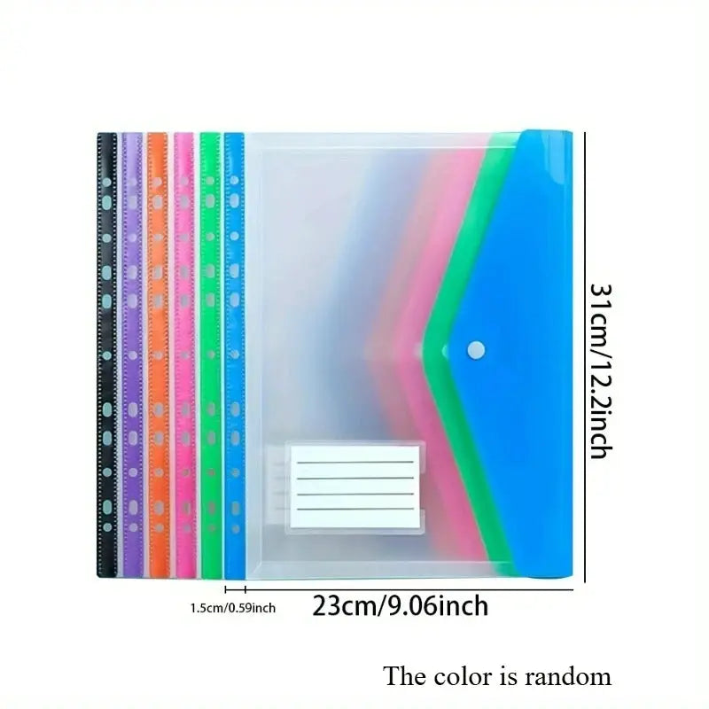 6-pack A4 binder pocket envelopes in assorted transparent colors with record labels by Simples Market