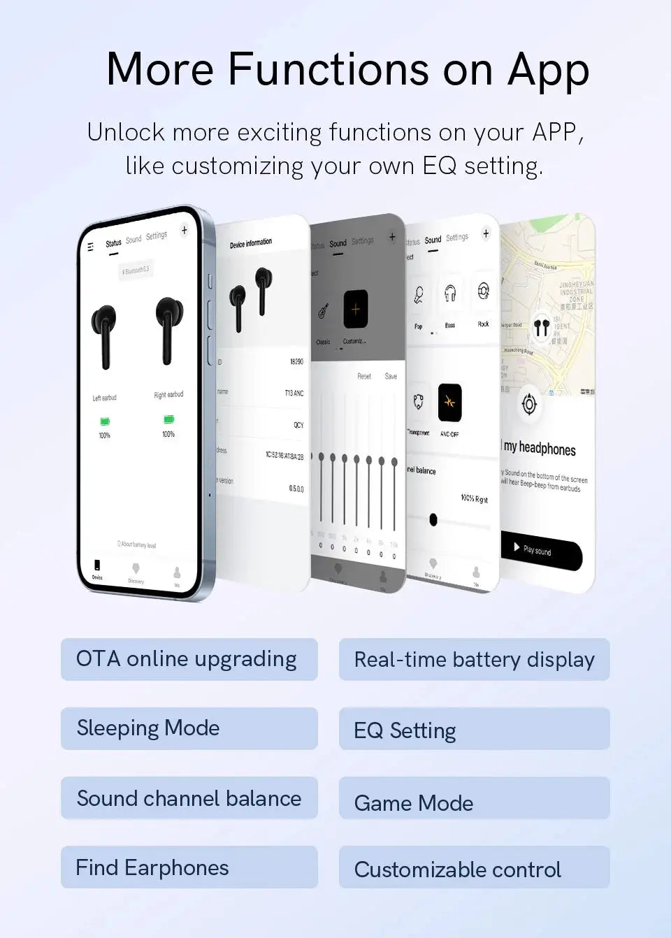 QCY T13 ANC wireless earbuds by Simples Market with Bluetooth 5.3 and ENC for clear calls, IPX5, 30h playtime