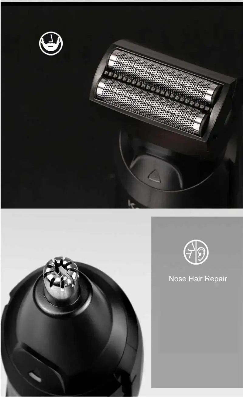 Kemei 696 black electric hair clipper 5-in-1 multifunctional trimmer for men with nose hair attachment