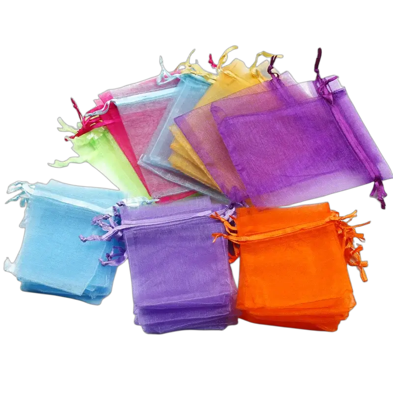 Multicolor Organza Jewelry Packaging Bags 50 Pcs Lot 7x9cm 11x16cm 15x20cm Drawstring Pouches Wedding Gifts Wholesale