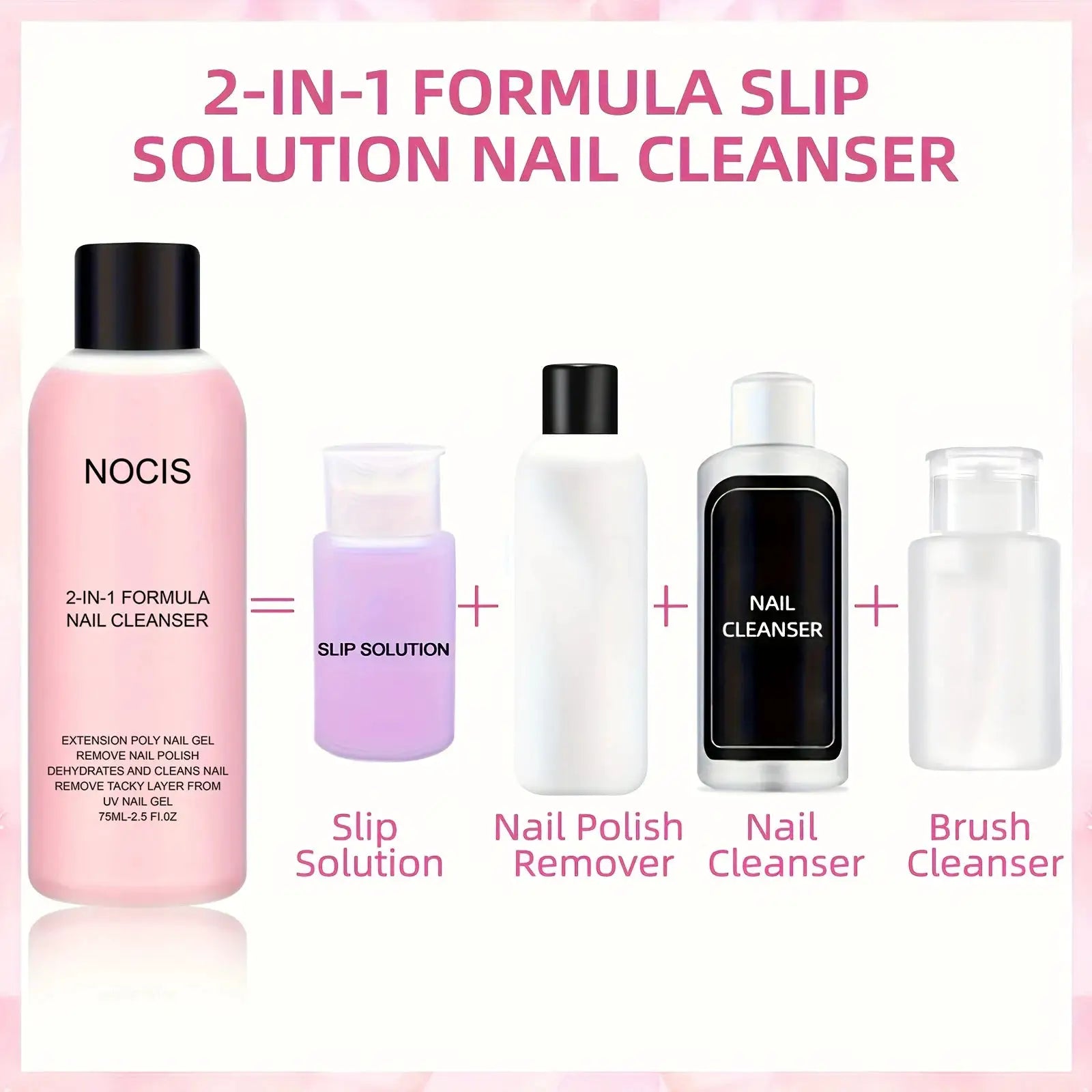Simples Market 5-piece nail care set: 2-in-1 gel cleanser, slip solution, polish remover, nail cleanser, brush cleanser