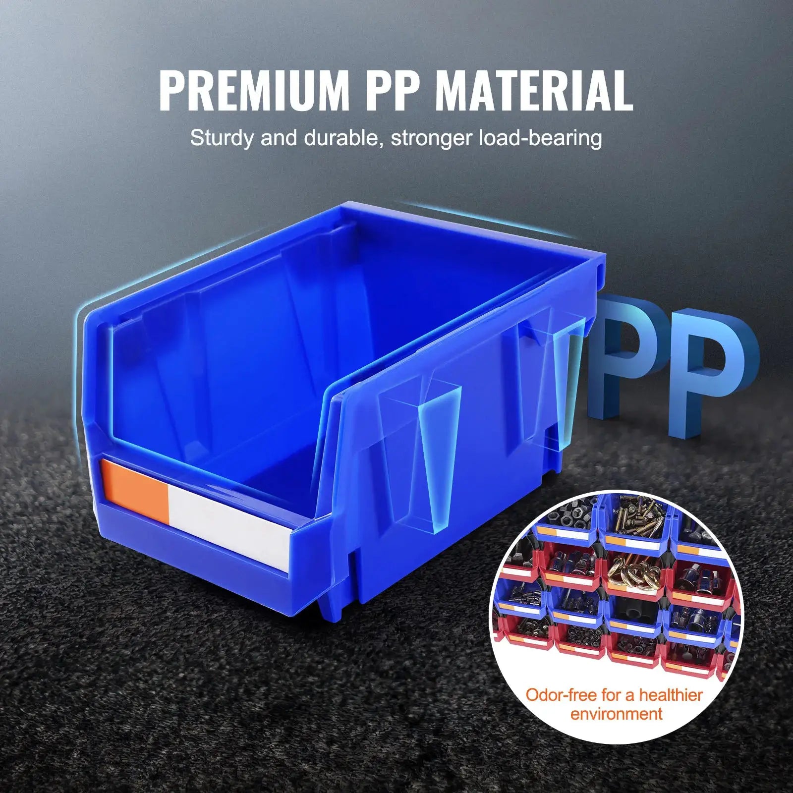 SucceBuy 24-piece blue storage bin set; stackable, PP material, garage organizer by Simples Market.