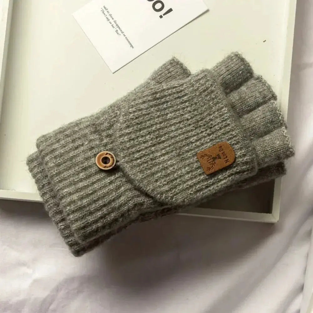 Knitted Fingerless Gloves Warm Winter Thickened Design Touch Screen Compatible For Men And Women
