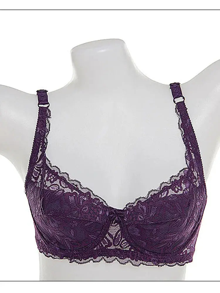 Simples Market purple lace underwire push-up bra lingerie