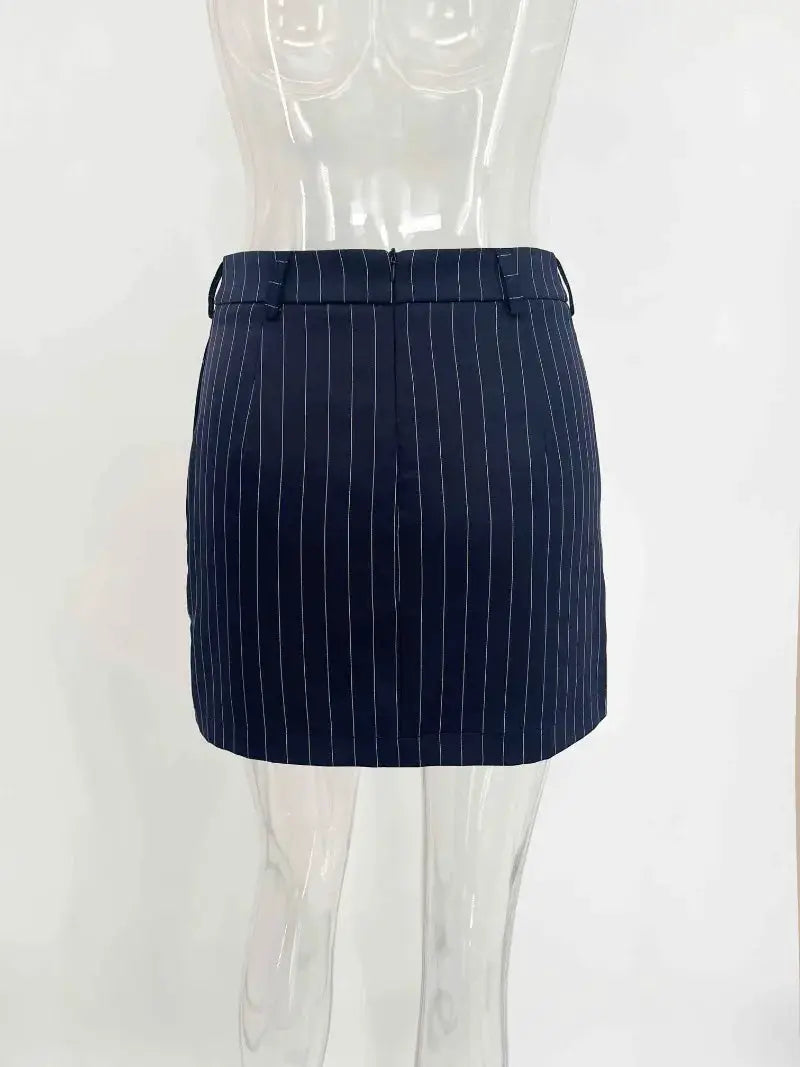 Navy pinstripe bodycon mini skirt from Simples Market Trendix Elegant