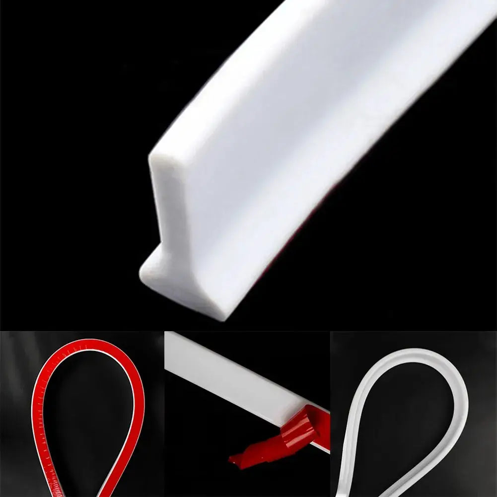 Shower dam strip set, silicone water barrier 1–3m, 4-pack white and red, Simples Market
