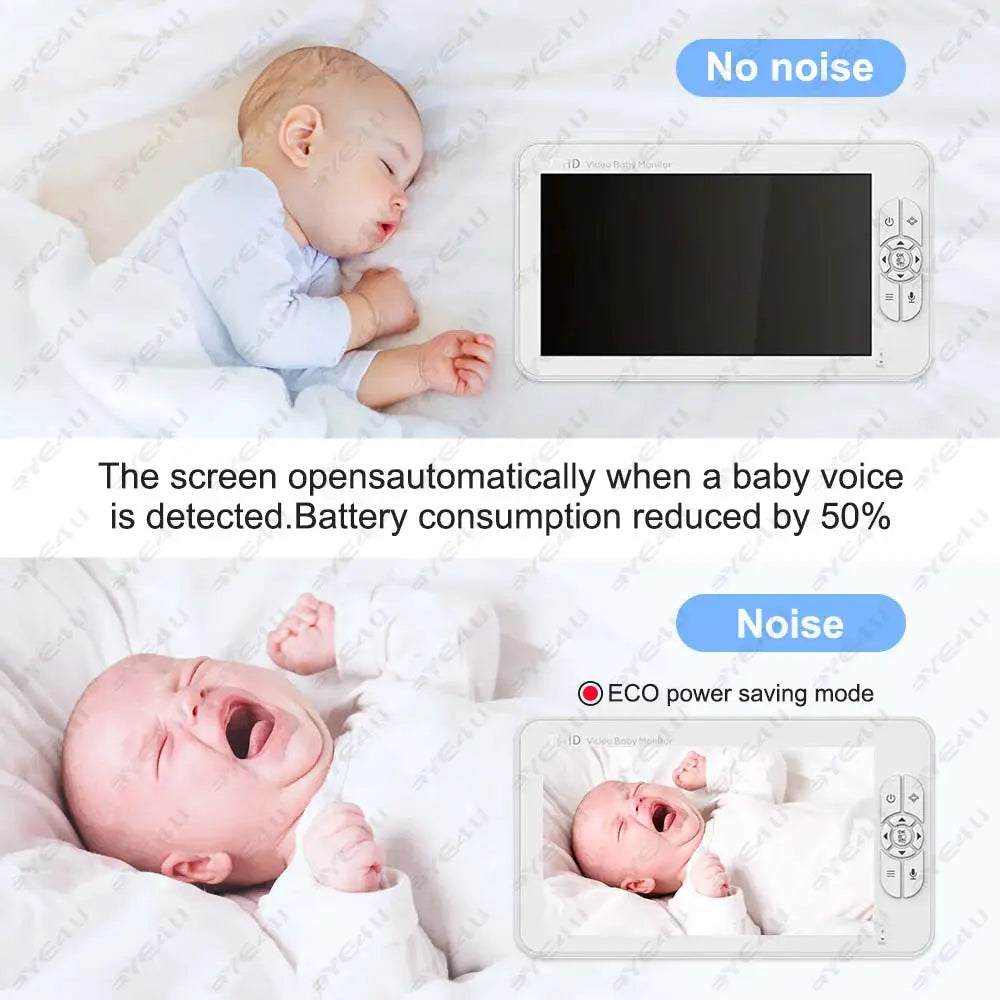 5 Inch Video Baby Monitor With PTZ Camera Zoom Lullaby Temperature Sensor Security Protection Surveillance System