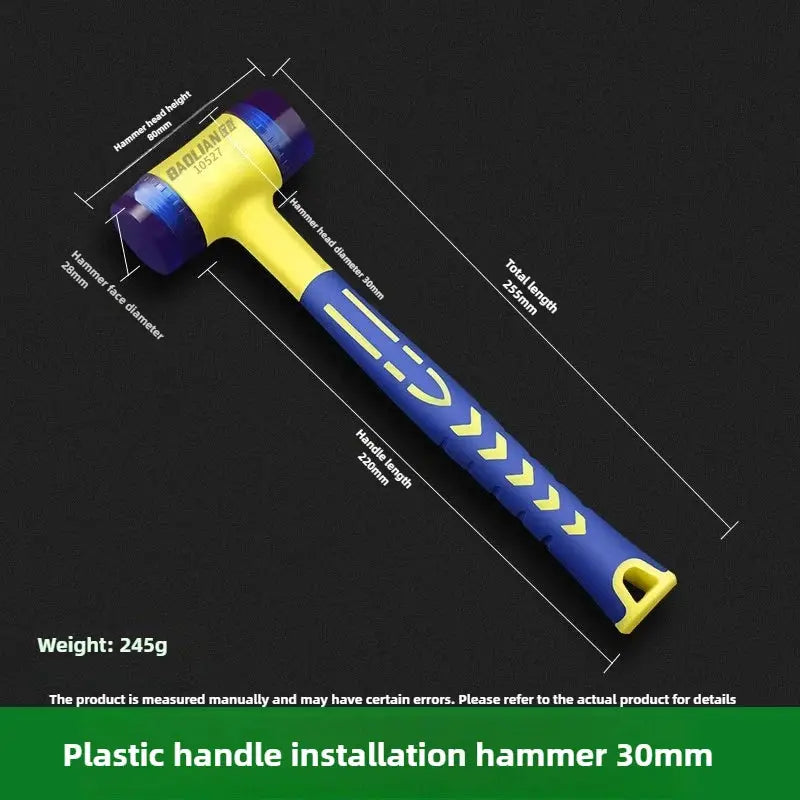 Double Headed Installation Hammer With Rubber Handle 25mm To 45mm Head Detachable Insulated Tool For Doors And Windows