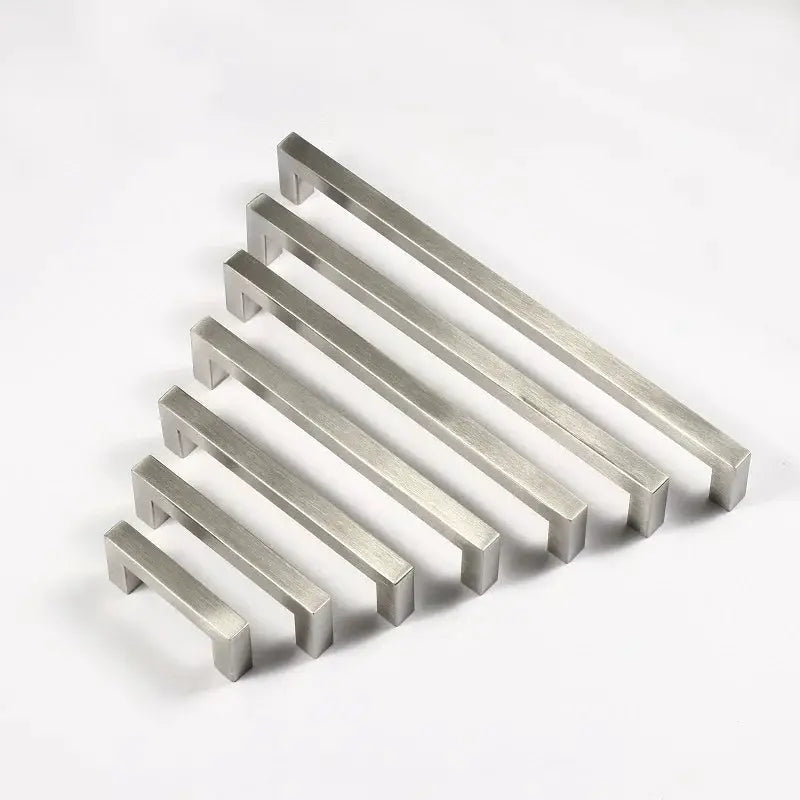 Square Cabinet Handle Stainless Steel Wire Drawn Finish Black Gold Silver Kitchen Cabinets Wardrobe Drawers