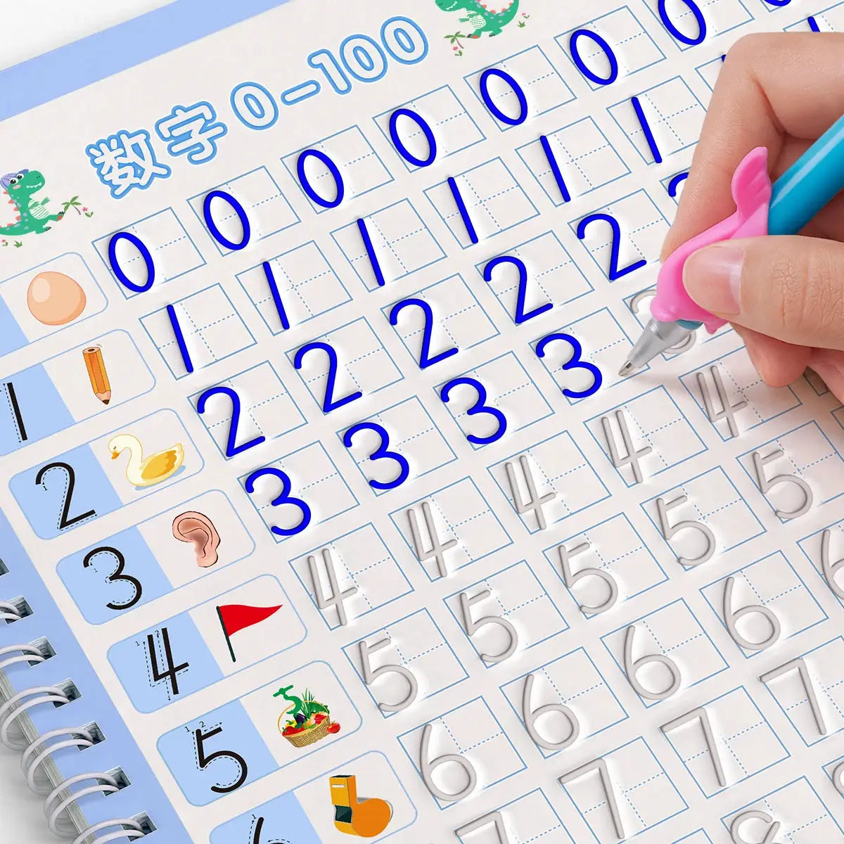 Reusable 3D Copybook For Kids Calligraphy Numbers Handwriting Practice And Math Writing Book